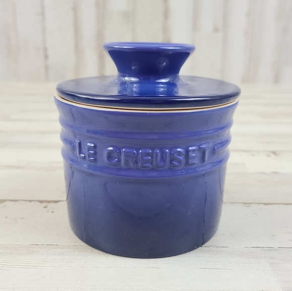 Le Creuset Kitchen Le Creuset Butter Bell Blue Stoneware Crock